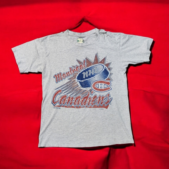 NHL Other - Vintage 90s NHL Gray Montreal Canadiens Short Sleeve Tee Very Distressed